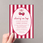 Trendy Pink and Red Cherry on Top Baby Shower  Acryleinladungen<br><div class="desc">Trendy Pink and Red Cherry on Top Baby Shower Invitation - featuring trendy,  modern pink and cherry red stripes,  script typography and a dainty pink coquette bow. Invitation will be part of a Baby Shower Collection.</div>