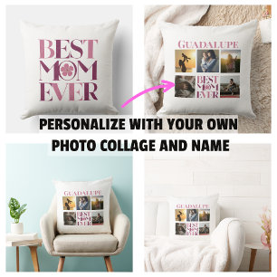 Trendy Pink Beste Mama je Fotolage Kissen