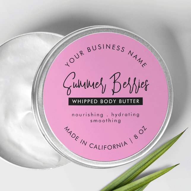 Trendy Pink & Black Lotion Scrub Kosmetik Jar Lid Runder Aufkleber (Trendy Pink & Black Lotion Scrub Cosmetic Jar Lid Classic Round Sticker)