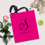 Trendy Pink Black Monogram Initial Script Name<br><div class="desc">Trendy Pink Black Monogram Initial Script Name Tote Bag. Einfach anzupassen. Bestelle noch heute!</div>