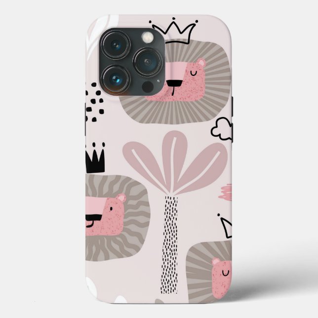 Trendy Pink Boho Lion Modern Tough Case (Rückseite)