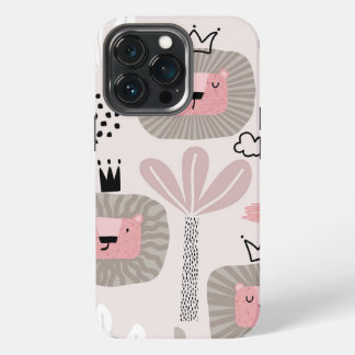Trendy Pink Boho Lion Modern Tough Case iPhone 13 Pro Hülle