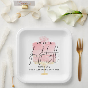 Trendy Pink Cake Name 50. Geburtstag Vielen Dank Pappteller