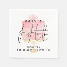 Trendy Pink Cake Name 50. Geburtstag Vielen Dank Serviette