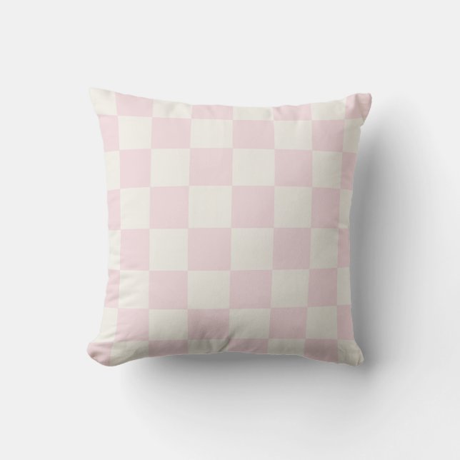 Trendy Pink Checkered Pattern Kissen (Vorderseite)