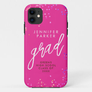 Trendy Pink Colorful Confetti Graduation Party Case-Mate iPhone Hülle
