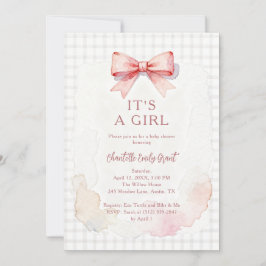 Trendy Pink Coquette Bow Girl Baby Shower LPM26 Einladung