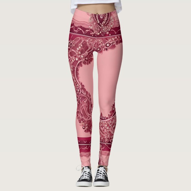 Trendy Pink Cranberry Kunst Leggings (Vorderseite)