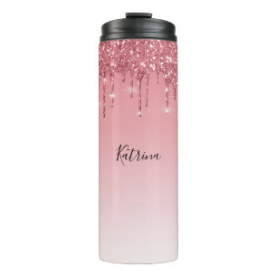 Trendy Pink Driving Glitzer Anpassbare Namen Thermosbecher