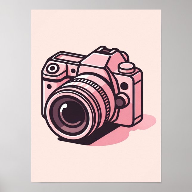 Trendy Pink DSLR-Kamera Fotografie Personalisiert Poster (Vorne)