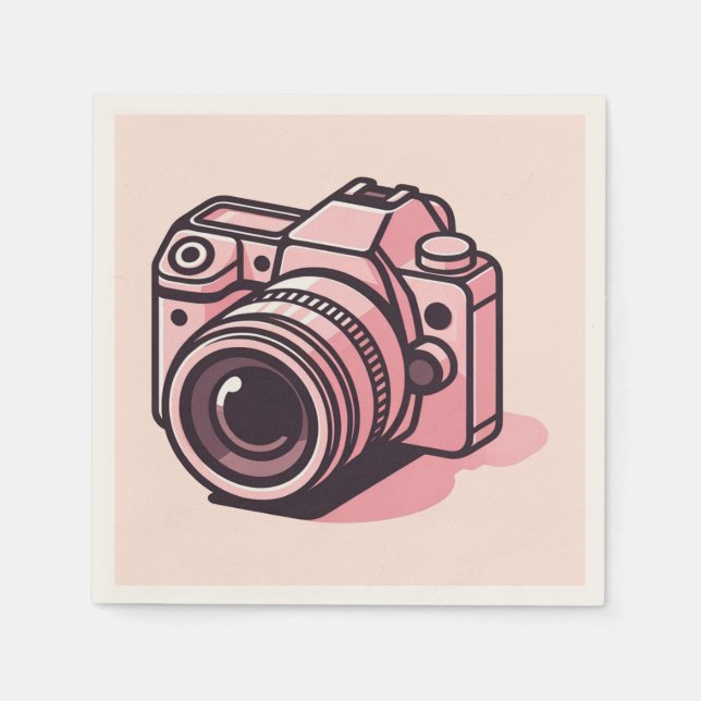 Trendy Pink DSLR-Kamera Fotografie Personalisiert Serviette (Vorderseite)