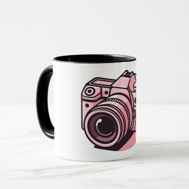 Trendy Pink DSLR-Kamera Fotografie Personalisiert Tasse (Vorderseite Links)