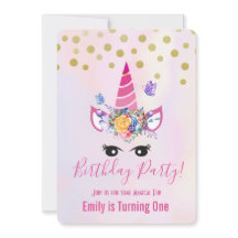 Trendy Pink Einhorn mit Blume Geburtstagsparty