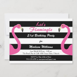 Trendy Pink Flamingo 21. Geburtstag Party Einladun Einladung