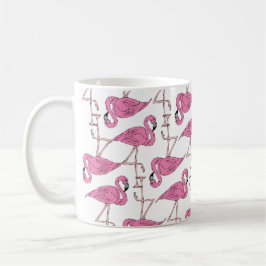 Trendy Pink Flamingo Muster Tasse