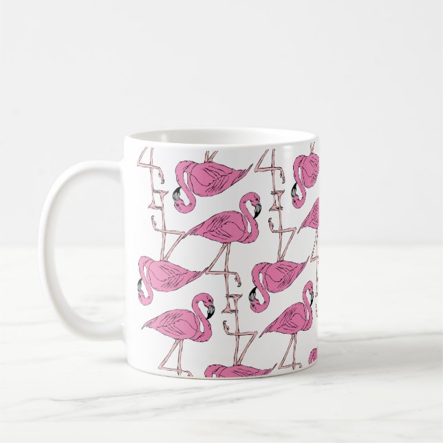 Trendy Pink Flamingo Muster Tasse (Links)