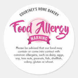 Trendy Pink Food Safety Allergens Alert Warning Runder Aufkleber