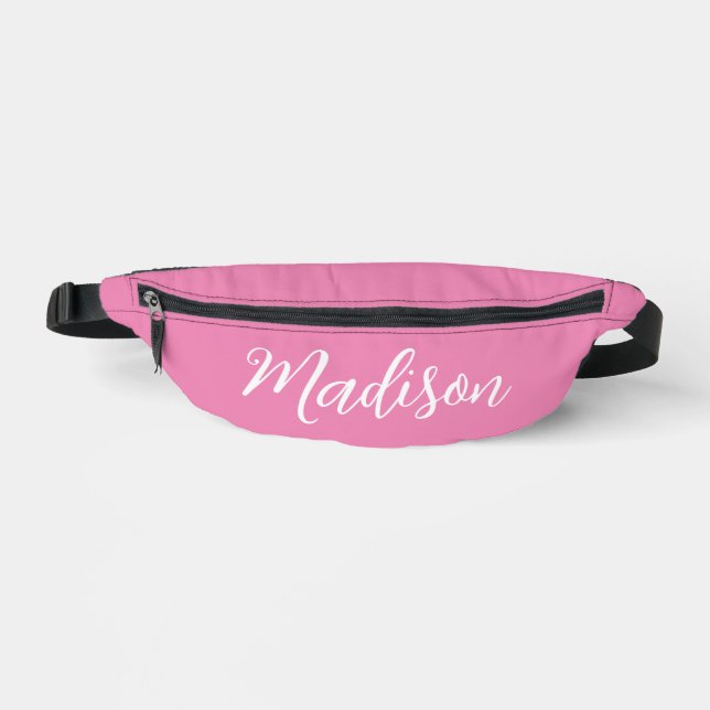 Trendy Pink Girls Name Handgeschriebenes Skript be Bauchtasche (Vorderseite)