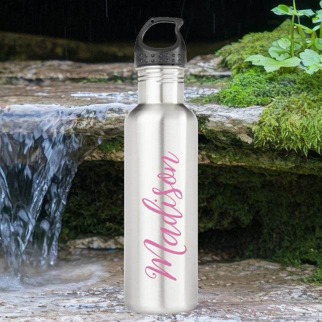 Trendy Pink Girls Name Handgeschriebenes Skript be Edelstahlflasche (Von Creator hochgeladen)