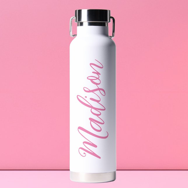 Trendy Pink Girls Name Handgeschriebenes Skript be Trinkflasche (Von Creator hochgeladen)