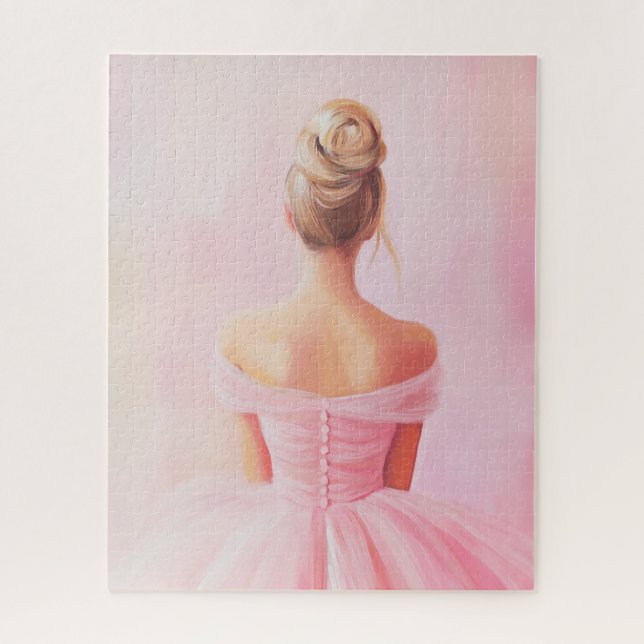 Trendy Pink Girly Ästhetik Ballerina Puzzle (Vertikal)