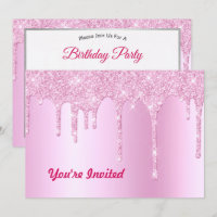 Trendy Pink Glitzer Tropfen Graphic Birthday