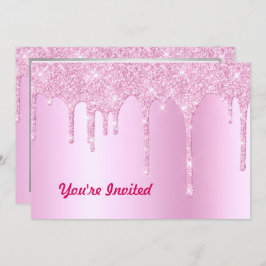 Trendy Pink Glitzer Tropfen Graphic Birthday Einladung
