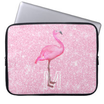 Trendy Pink Glitzer Watercolor Flamingo Tropical