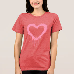 Trendy Pink Heart Y2K Ästhetik Tri-Blend Shirt