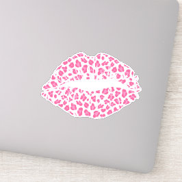 Trendy Pink Leopard Print Kiss - Contour Aufkleber