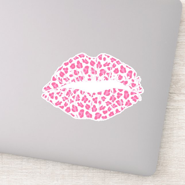 Trendy Pink Leopard Print Kiss - Contour Aufkleber (Detail)
