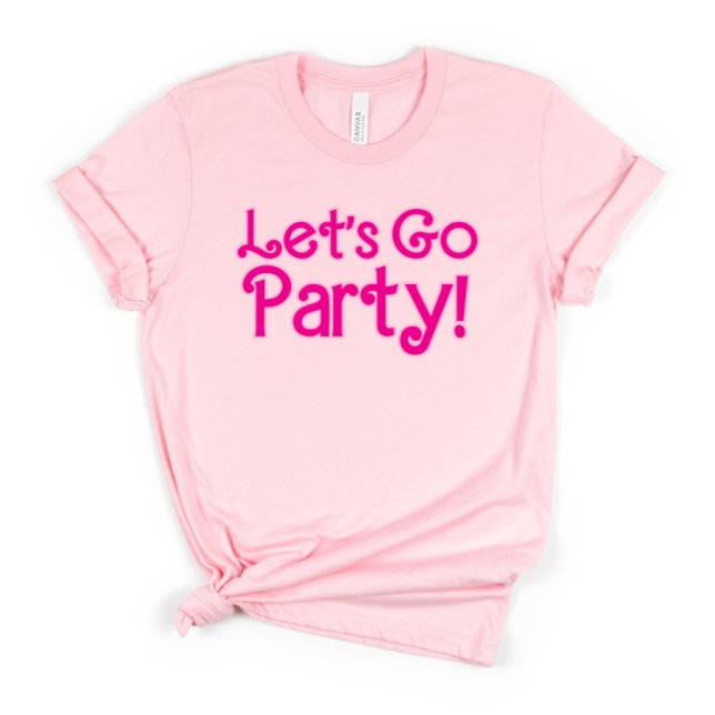 Trendy Pink Let's Go Party Bachelorette Party T-Shirt (Von Creator hochgeladen)