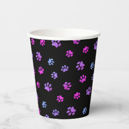 Trendy Pink Lila Blue Paw Prints Pet Party Pappbecher