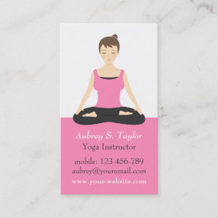 Trendy Pink Mediation Weibliche Yoga Trainerin Visitenkarte