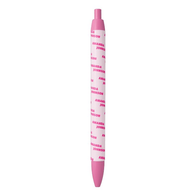 Trendy Pink Monogram Script Name Pattern Kugelschreiber (Vorderseite Vertikal)