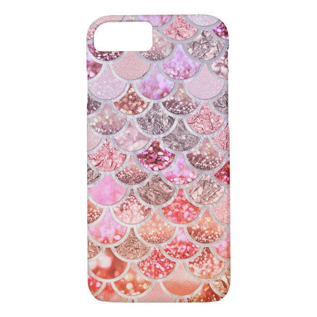 Trendy Pink Ombre Glitzer Meerjungfrau Fischskala Case-Mate iPhone Hülle (Rückseite)