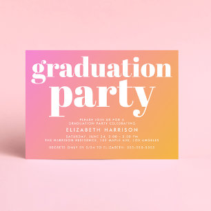 Trendy Pink Orange Graduation Party Einladung