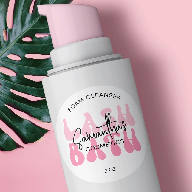 Trendy Pink Retro Schriftart Lash Extensions Clean Runder Aufkleber (Von Creator hochgeladen)