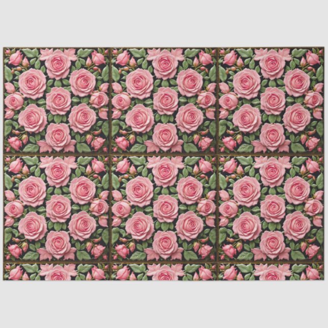 Trendy Pink Roses Schöne Sammlung Seidenpapier (Vorderseite)