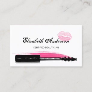 Trendy Pink und Black Cosmetology Mascara Visitenkarte