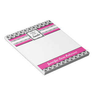 Trendy Pink und Black Girl's Personalisiertes Note Notizblock