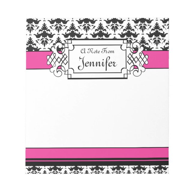 Trendy Pink und Black Girl's Personalisiertes Note Notizblock (Vorderseite)