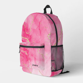 Trendy Pink und Gold marmoriert Bedruckter Rucksack