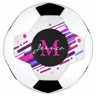 Trendy Pink und Lila geometrische Linien Monogramm Fußball