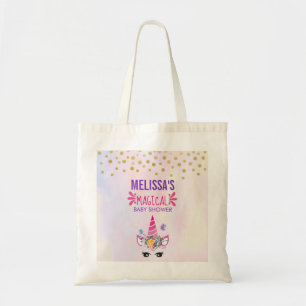 Trendy Pink Unicorn & Confetti Magical Baby Dusche Tragetasche