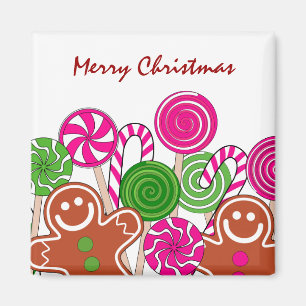 Trendy pink Weihnachtsgingerbrot Magnet