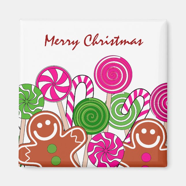 Trendy pink Weihnachtsgingerbrot Magnet (Vorne)