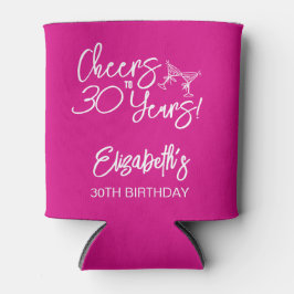 Trendy Pink Whimsical Hand Drawn 30. Geburtstag Dosenkühler