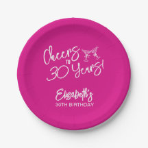 Trendy Pink Whimsical Hand Drawn 30. Geburtstag