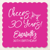 Trendy Pink Whimsical Hand Drawn 30. Geburtstag